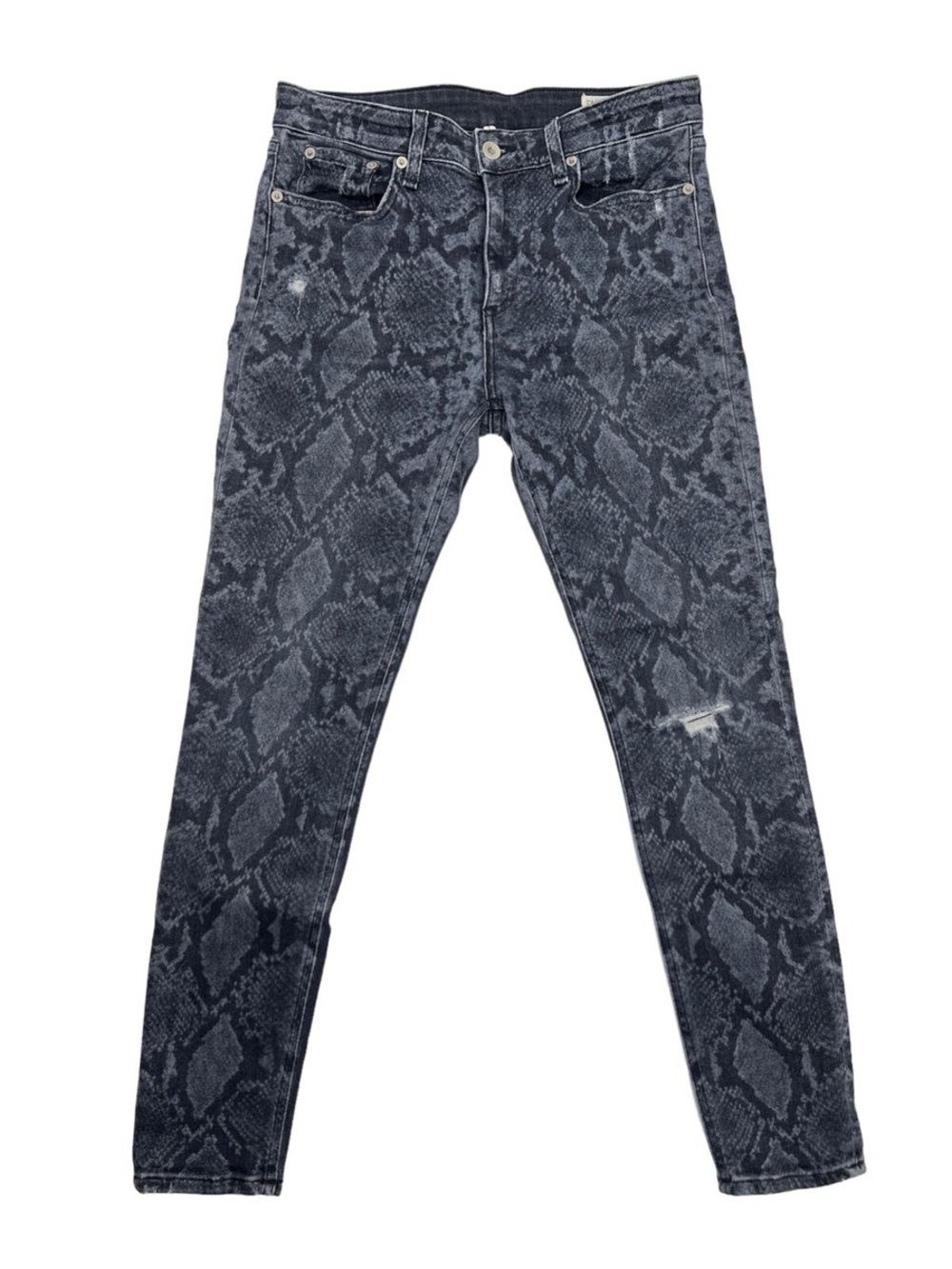Rag & Bone Snake Print Mid Rise Ankle Jeans Gray Size 29 Made in USA